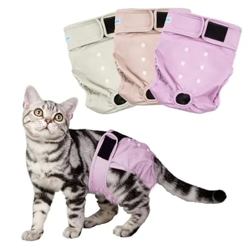 Paw Legend Washable Cat Diapers for Female Cats 3 Pack Small | Prevents Spraying & Incontinence thumbnail 1