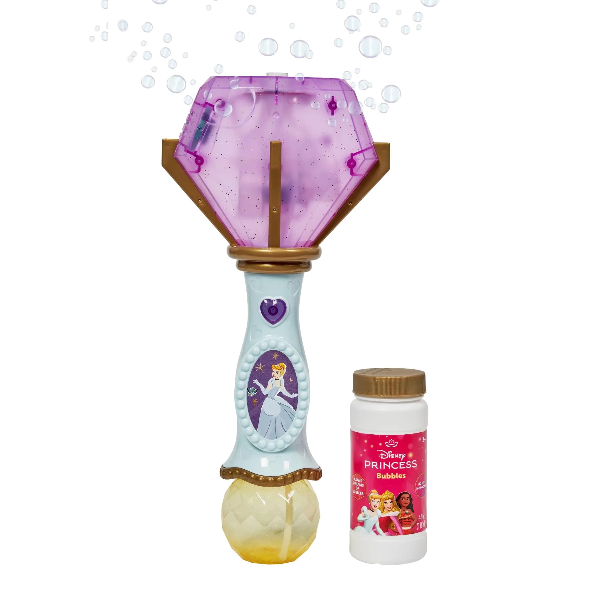 Little Kids Disney Princess Cinderella Light and Sound Musical Bubble Wand | Ages 3+ Years