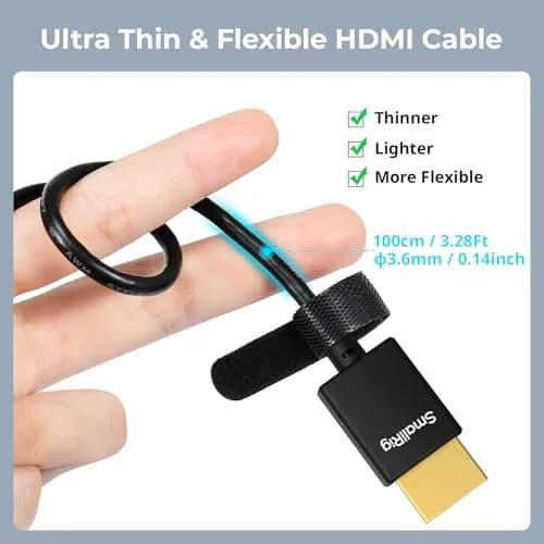 SMALLRIG Ultra Thin HDMI 2.0 Cable 100cm (3.28Ft) | 4K@60Hz Flexible Slim Cord for Camera Rig thumbnail 2