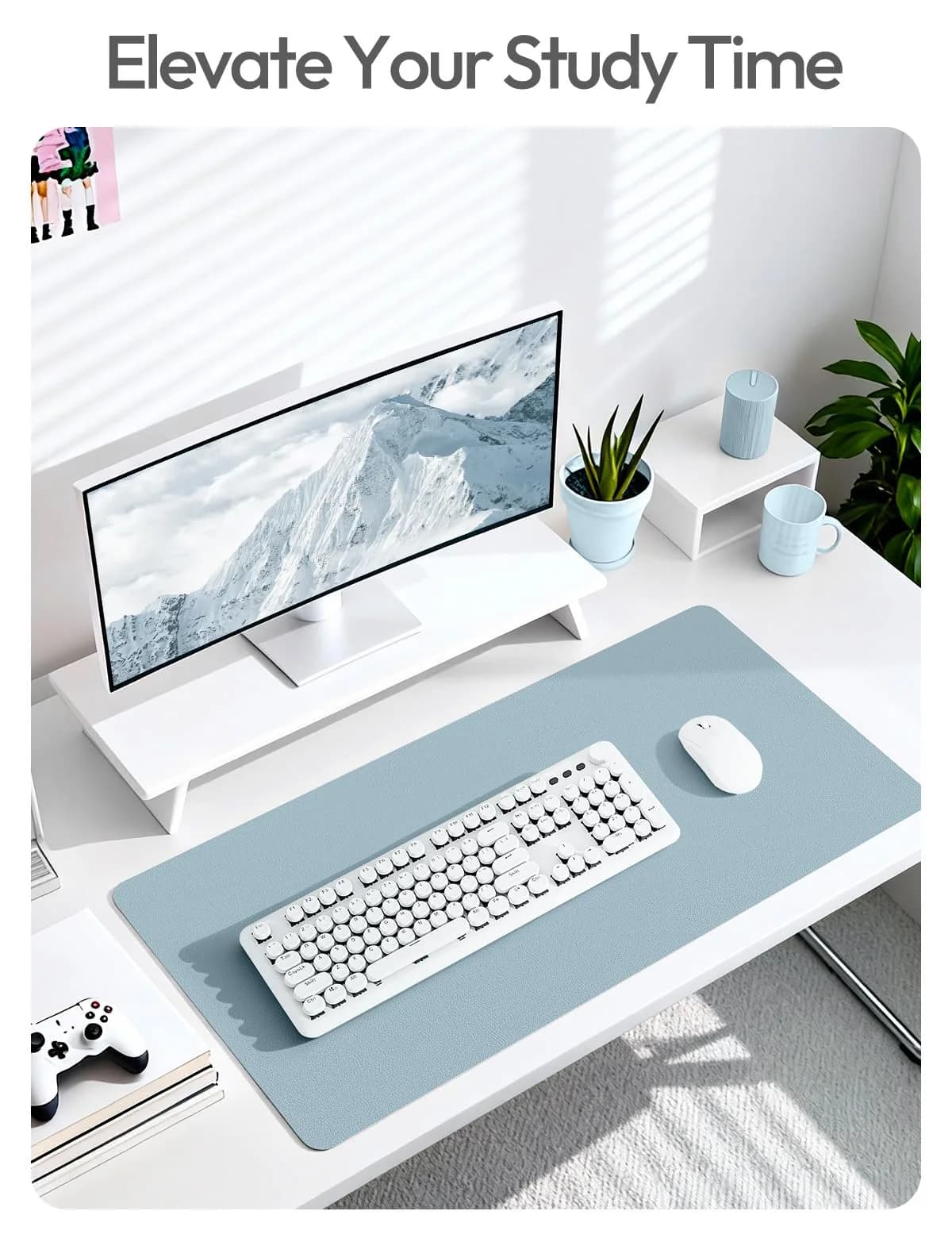 YSAGi PU Leather Desk Protector Mat (Ice Blue, 47.2" x 23.6") | Protects Desk, Doubles as Large Mouse Pad thumbnail 5