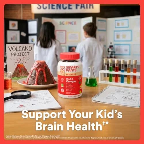 SmartyPants Kids Multivitamin Gummies with Omega 3 DHA/EPA, Vitamins D3, C, B12, B6, A, K, and Zinc, Gluten Free, Three Fruit Flavors, 60 Gummies (30 Day Supply) | Supports Growth & Immunity thumbnail 3