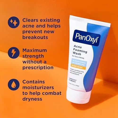PanOxyl Acne Foaming Wash 10% Benzoyl Peroxide 168g (6 oz) | Maximum Strength Cleanser for Face, Chest & Back thumbnail 2