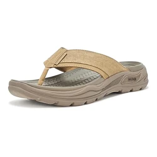 Skechers Men's Arch Fit Motley Sd-Rigel Canvas Thong Sandal, TPE, 7 | Supportive Vegan-Friendly Casual Flip Flops thumbnail 1