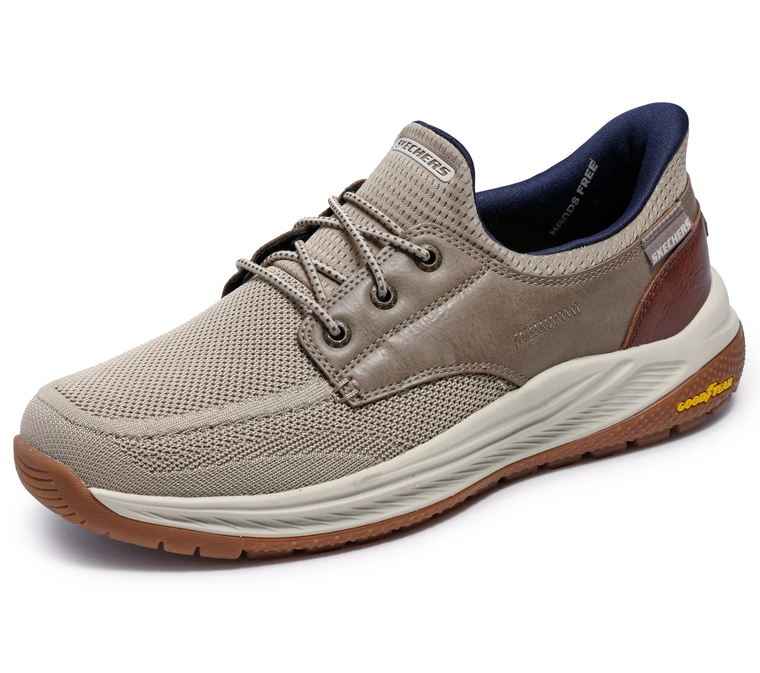 Skechers Men's Meroe - Alden Bungee Lace Slip-ins Taupe 27.5cm (US 9.5, Medium) | Breathable Casual Comfort - main product image