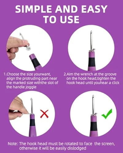 Bybykoi Light Up Crochet Hooks Set - 18 Sizes (2.0-14.0mm) with Digital Counter & Ergonomic Grip | USB Rechargeable thumbnail 6