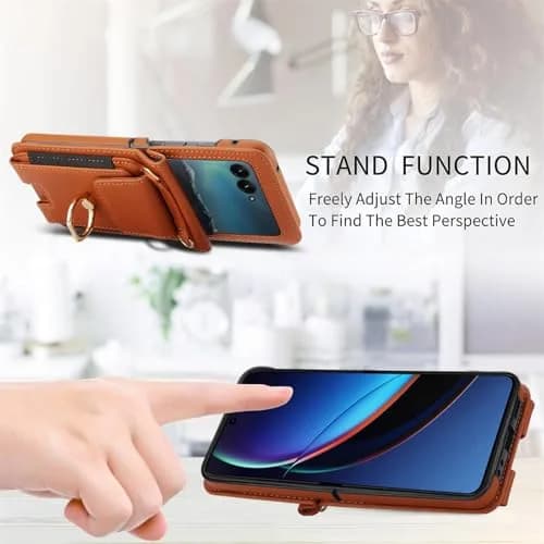 Asuwish Phone Case for Motorola Razr 50 Ultra/Razr+ 2024 | Wallet Cover with Ring & Strap thumbnail 4