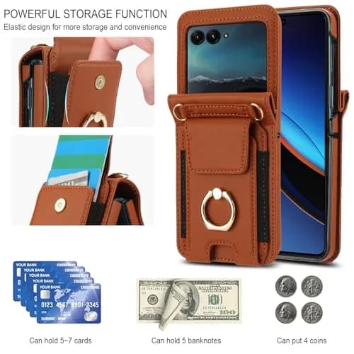 Asuwish Phone Case for Motorola Razr 50 Ultra/Razr+ 2024 | Wallet Cover with Ring & Strap thumbnail 2
