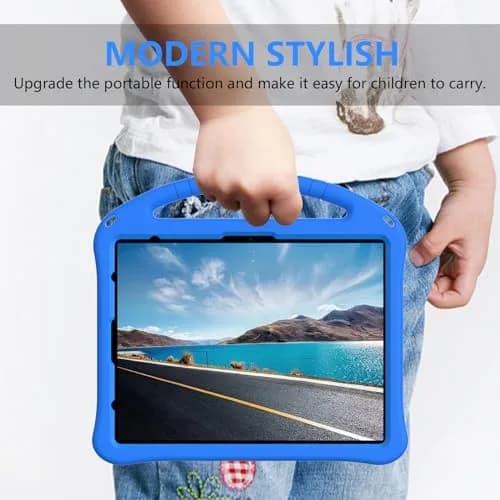 Dteck Blue EVA Foam Case for iPad Air 13-inch M2 2024 & iPad Pro 13-inch M4 2024 & iPad Pro 12.9-inch 3rd-6th Gen | Kid-Safe Handle Stand & Pencil Holder thumbnail 5