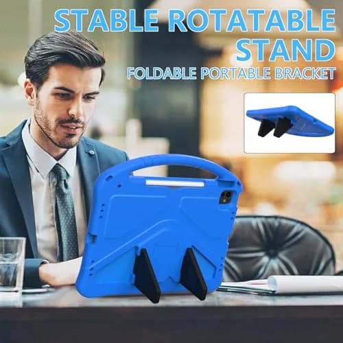 Dteck Blue EVA Foam Case for iPad Air 13-inch M2 2024 & iPad Pro 13-inch M4 2024 & iPad Pro 12.9-inch 3rd-6th Gen | Kid-Safe Handle Stand & Pencil Holder thumbnail 6