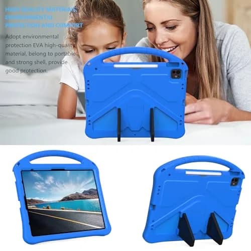 Dteck Blue EVA Foam Case for iPad Air 13-inch M2 2024 & iPad Pro 13-inch M4 2024 & iPad Pro 12.9-inch 3rd-6th Gen | Kid-Safe Handle Stand & Pencil Holder thumbnail 2