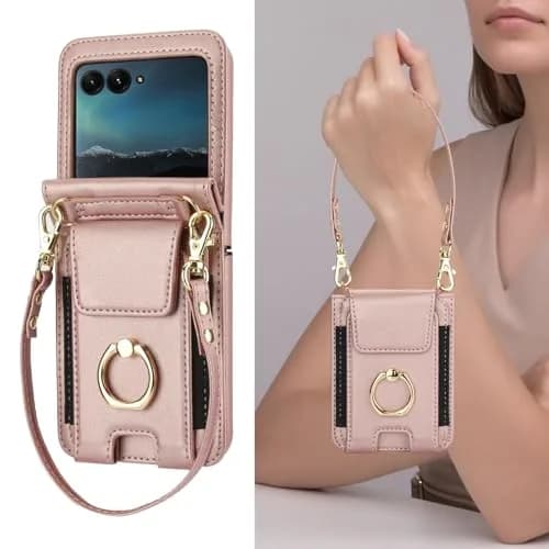 Asuwish Phone Case for Motorola Razr 50 Ultra/Razr+ 2024/Razr Plus 2024 | Wallet Cover with Ring & Strap (80-120c) thumbnail 7