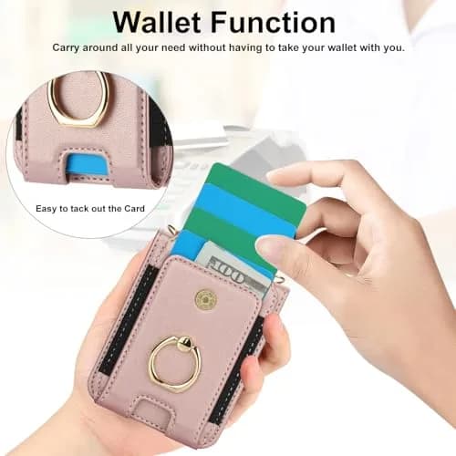 Asuwish Phone Case for Motorola Razr 50 Ultra/Razr+ 2024/Razr Plus 2024 | Wallet Cover with Ring & Strap (80-120c) thumbnail 3