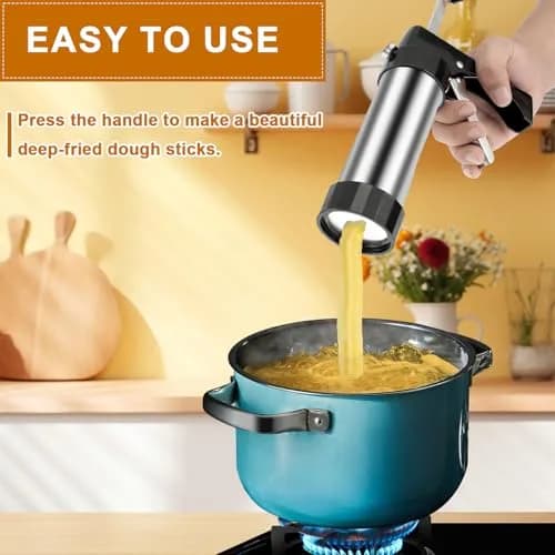 bigjvbfv Stainless Steel Churro Maker Machine with 3 Tips & Filling Injector | Heavy Duty Cookie Press Gun Kit for DIY Hollow Churros & Spanish Desserts thumbnail 6