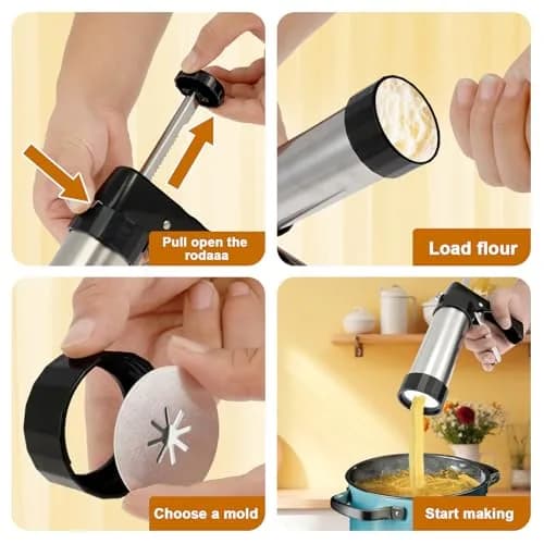 bigjvbfv Stainless Steel Churro Maker Machine with 3 Tips & Filling Injector | Heavy Duty Cookie Press Gun Kit for DIY Hollow Churros & Spanish Desserts thumbnail 7