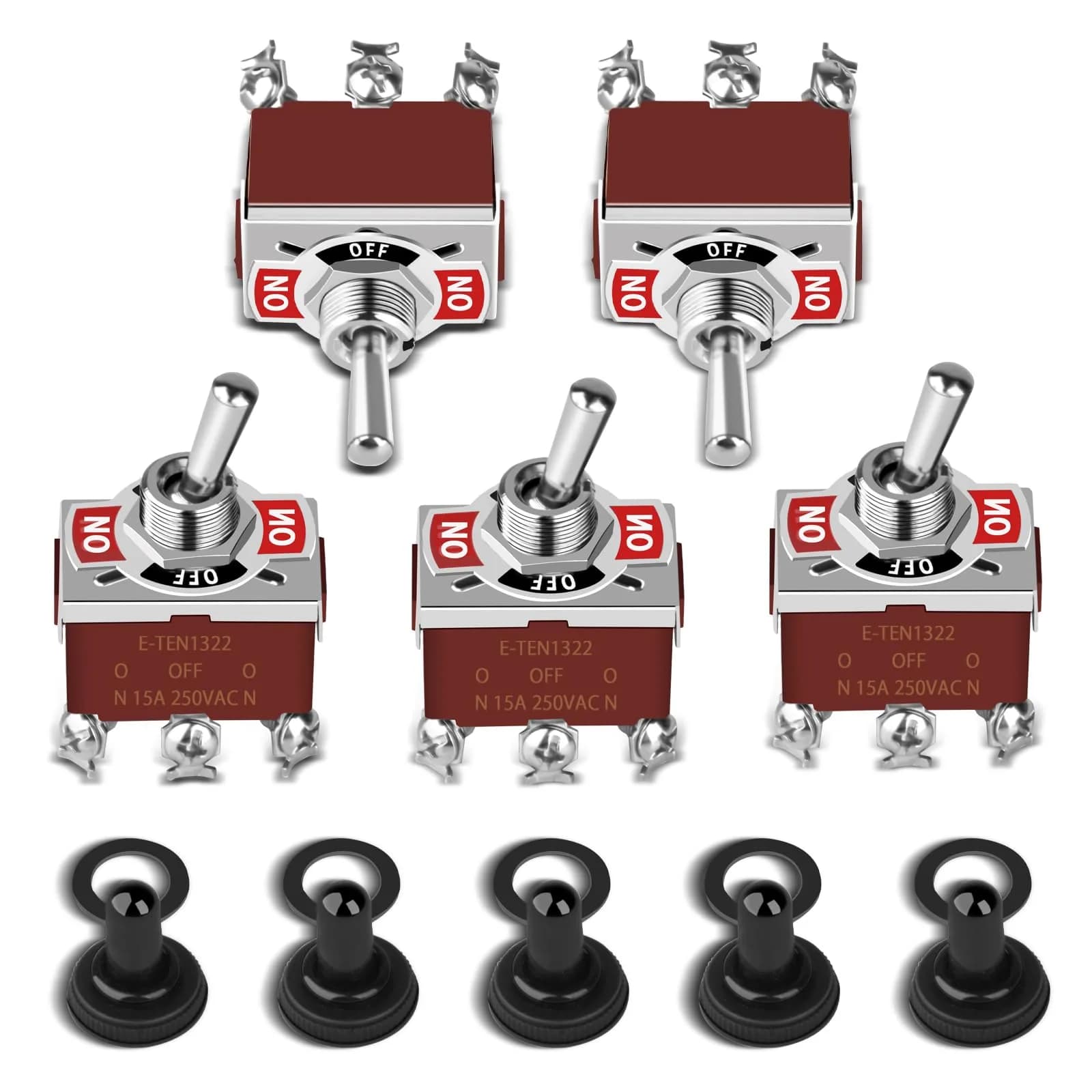 COROTC 12V Toggle Switch 5Pack | Waterproof Marine DPDT Heavy-Duty Reliability