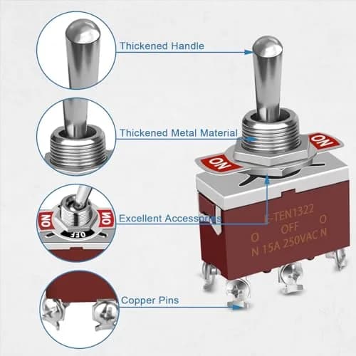 COROTC 12V Toggle Switch 5Pack | Waterproof Marine DPDT Heavy-Duty Reliability thumbnail 4