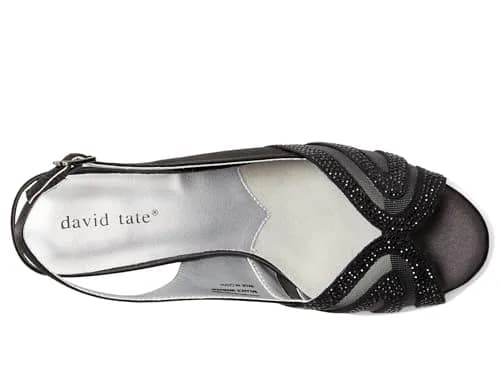 David Tate Desire Black Women's Sandal 7.5 X-Wide | Elegant Satin Evening Heel thumbnail 2