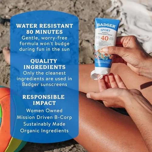 Badger Sport Mineral Sunscreen SPF 40 8.7 fl oz (2.9 fl oz x 3) | Reef Safe, 98% Organic, Water Resistant 80 Min thumbnail 7