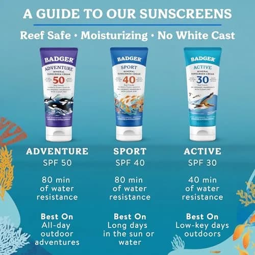 Badger Sport Mineral Sunscreen SPF 40 8.7 fl oz (2.9 fl oz x 3) | Reef Safe, 98% Organic, Water Resistant 80 Min thumbnail 8