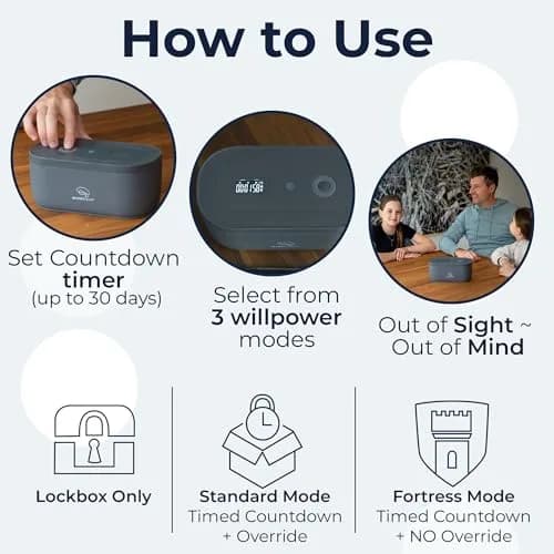 Mindsight Timed Lock Box | Unplug from Phones, Video Games, Social Media | 3 Modes | Easy to Use | Out of Sight ~ Out of Mind | Boost Your Mental Wellness thumbnail 5
