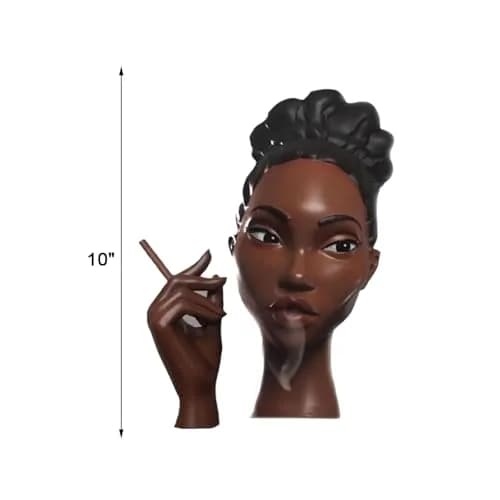 KLUSIET Head Incense Holder Black Women 25.4cm (10 inches) | Unique Resin Sculpture for Aromatherapy thumbnail 4
