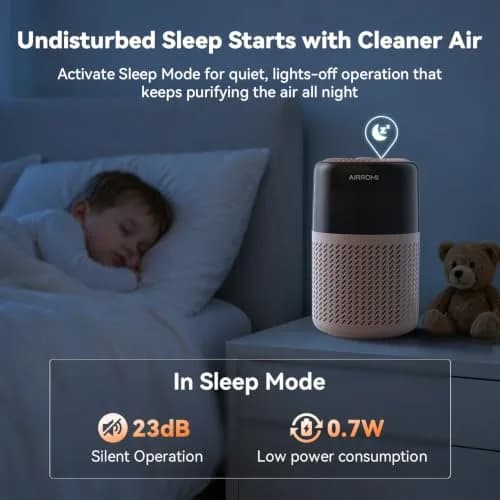 AIRROMI A2005 HEPA Air Purifier for Bedroom & Home, 550 sq ft Coverage, Creamy Beige | True HEPA Filter Removes 99.97% Pet Dander, Odor, Dust, Smoke thumbnail 7