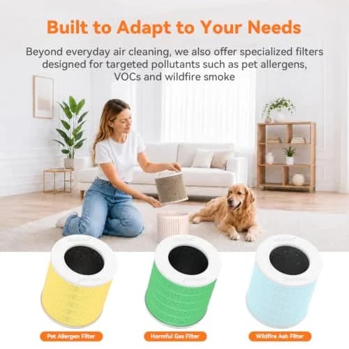 AIRROMI A2005 HEPA Air Purifier for Bedroom & Home, 550 sq ft Coverage, Creamy Beige | True HEPA Filter Removes 99.97% Pet Dander, Odor, Dust, Smoke thumbnail 9