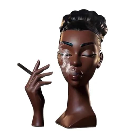 KLUSIET Head Incense Holder Black Women 24 cm (9.5 inches) | Unique Resin Sculpture for Home Decor thumbnail 1
