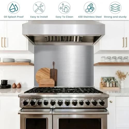 VENFAN 29.5 x 24 inch Stainless Steel Backsplash for Stove | 430 Stainless Steel, Kitchen Safe, Easy Clean thumbnail 4