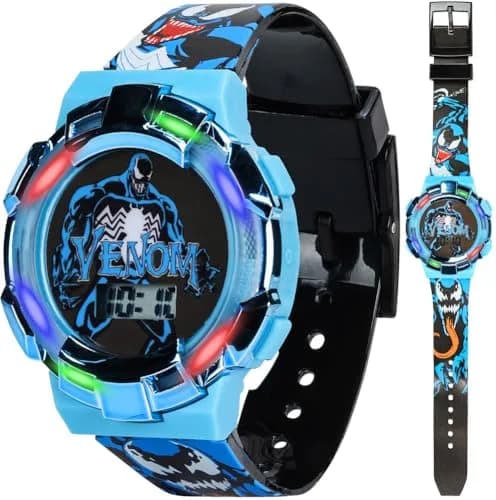 Accutime Marvel Venom Kids Watch – Light-Up Bezel, LCD Display, Adjustable Plastic Strap (Childrens, Multicolor) thumbnail 1