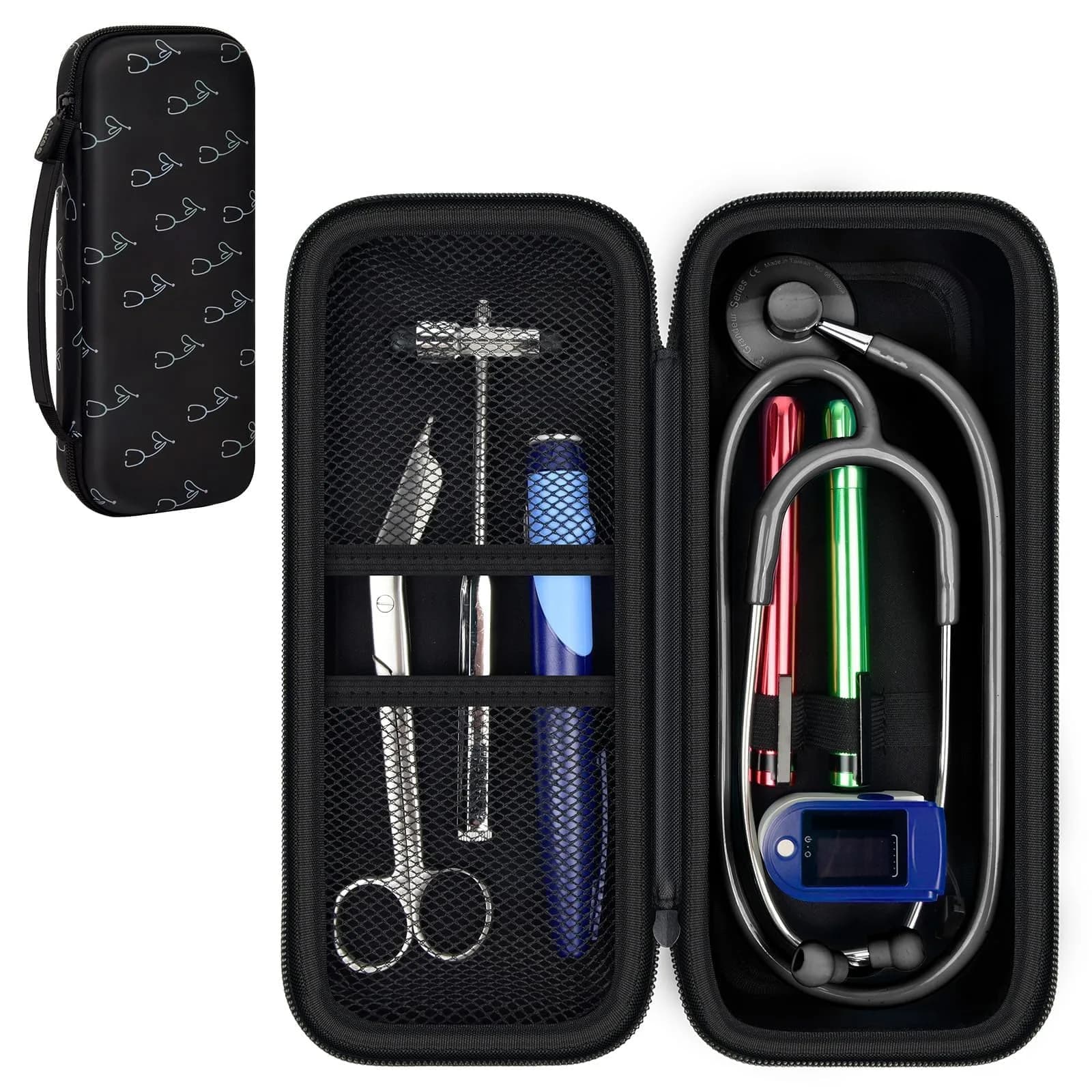 ALKOO Stethoscope Case for 3M Littmann Classic III/Cardiology IV, Blackheart | Hard Shell Protection for Medical Professionals