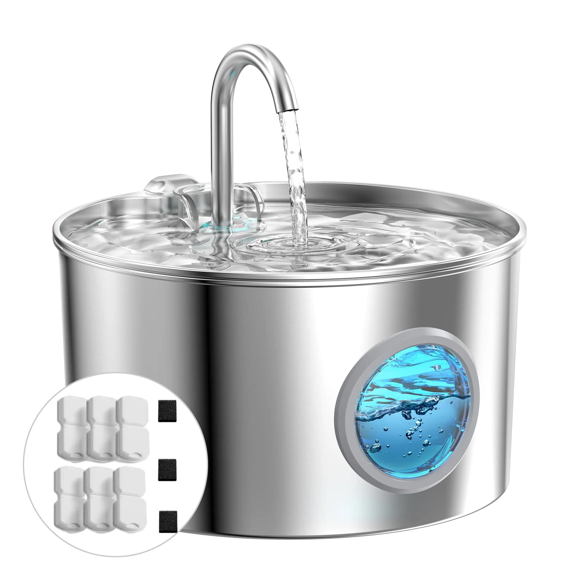 GIOTOHUN Cat Water Fountain Stainless Steel 2.2L | Quiet, Durable & Easy to Clean