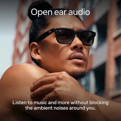 Meta Ray-Ban Meta (Gen 1) Wayfarer Large Matte Black Smart AI Glasses | 12MP Camera, Open-Ear Audio, 32GB Storage thumbnail 4