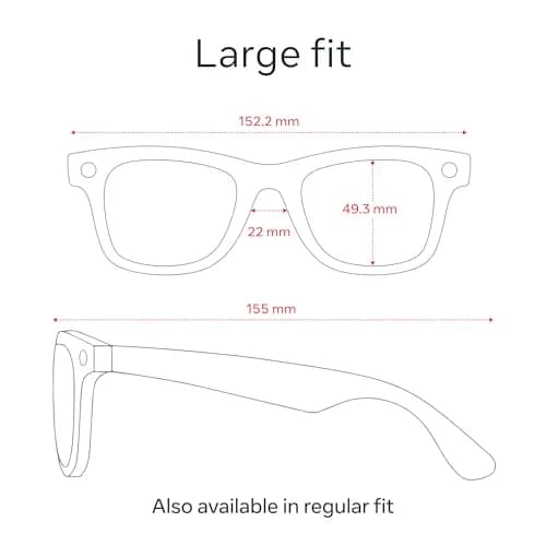 Meta Ray-Ban Meta (Gen 1) Wayfarer Large Matte Black Smart AI Glasses | 12MP Camera, Open-Ear Audio, 32GB Storage thumbnail 8
