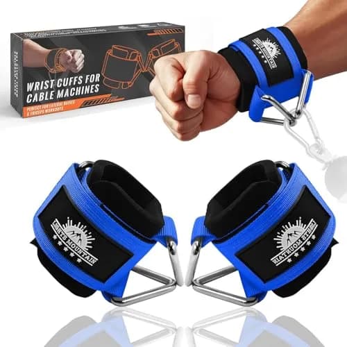 Lights Mountain Wrist Cuffs for Cable Machines – Padded & Adjustable Straps for Strength Training (Blue L) thumbnail 1