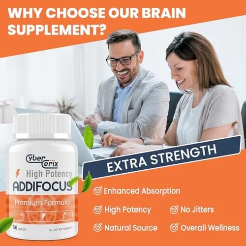 CyberCerix 17-in-1 Brain Supplement for Memory & Focus | Natural Nootropic Tablets for Concentration, Clarity, Energy & Focus - 60 Tablets thumbnail 4