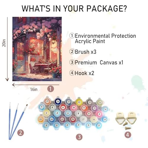 Amphol Paint by Numbers Kit for Adults | Watercolor Canvas Art 16"x20" thumbnail 7