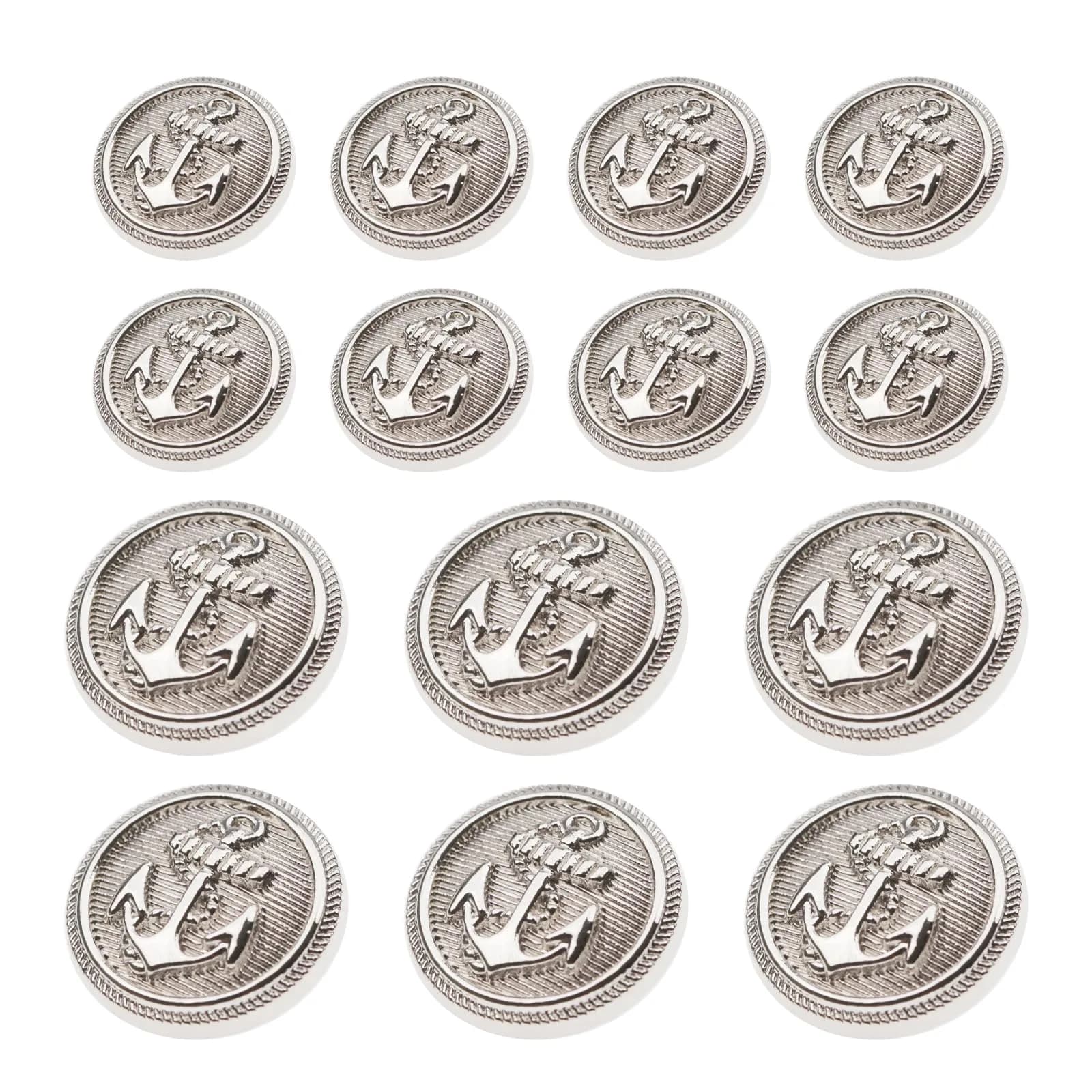 Xentrlologic Silver Metal Blazer Buttons Set 18mm & 23mm | Durable Zinc Alloy for Men Suit & Coat - main product image