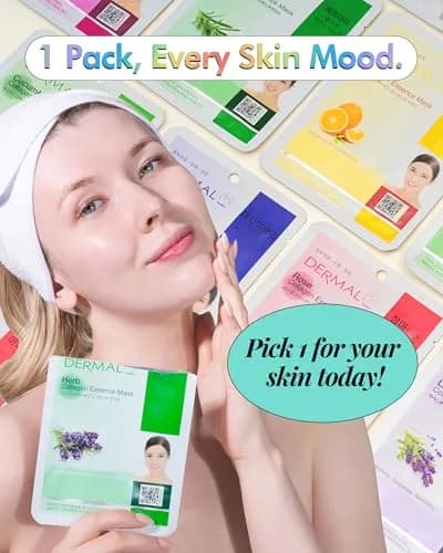 DERMAL 32 Combo Pack Korean Facial Sheet Masks | Hydrating, Brightening, Elasticizing for All Skin Types thumbnail 4