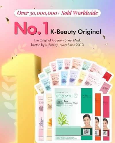 DERMAL 32 Combo Pack Korean Facial Sheet Masks | Hydrating, Brightening, Elasticizing for All Skin Types thumbnail 2