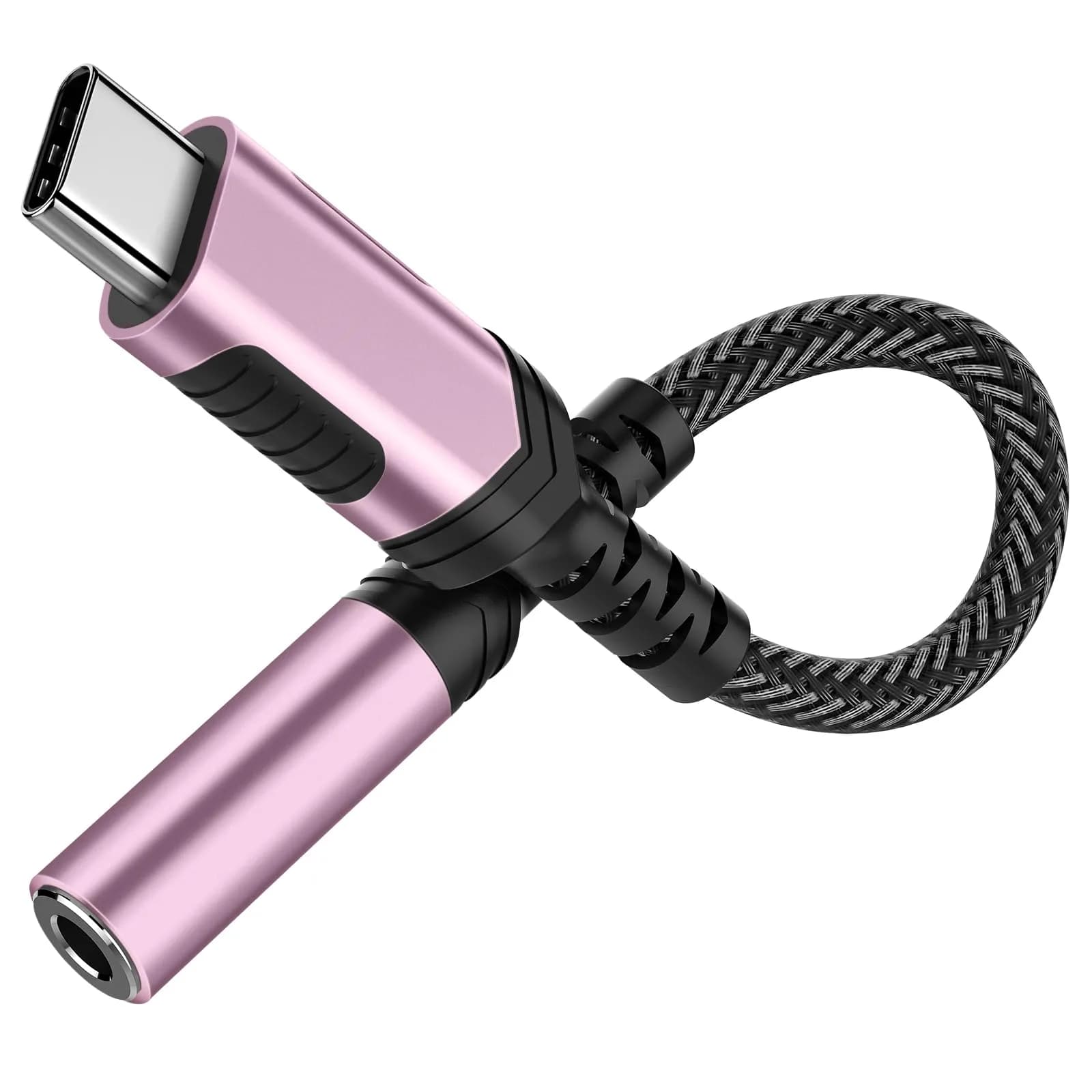 iMangoo USB C to 3.5mm Headphone Adapter | High-Quality DAC, Compact & Durable (9.6cm) — Rose Gold
