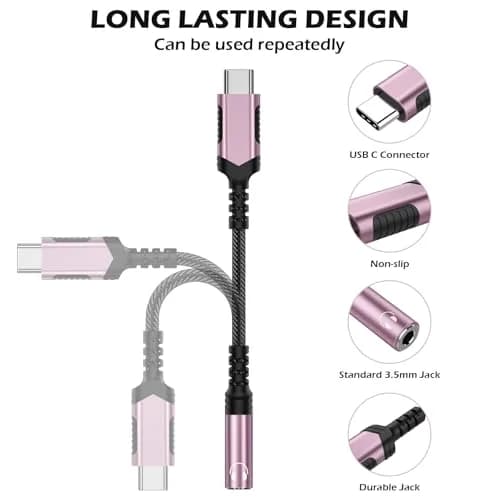 iMangoo USB C to 3.5mm Headphone Adapter | High-Quality DAC, Compact & Durable thumbnail 3