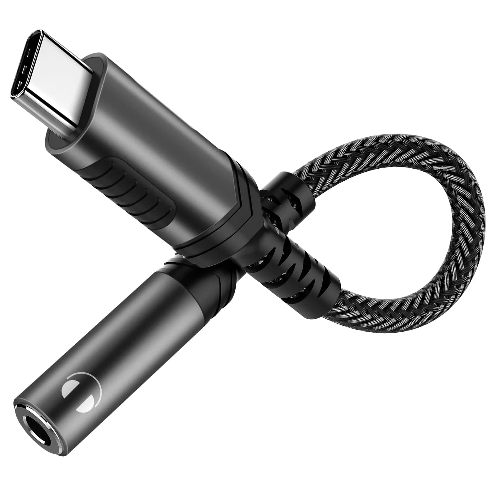 iMangoo USB C to 3.5mm Headphone Adapter | High-Quality DAC, Compact & Durable (9.6cm) — Deep Grey