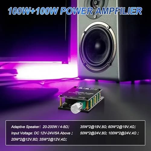ARRAROWN ZK-1002 Bluetooth 5.0 Amplifier Board 100W x 2 (200W Total) HiFi Stereo Amp Module thumbnail 4