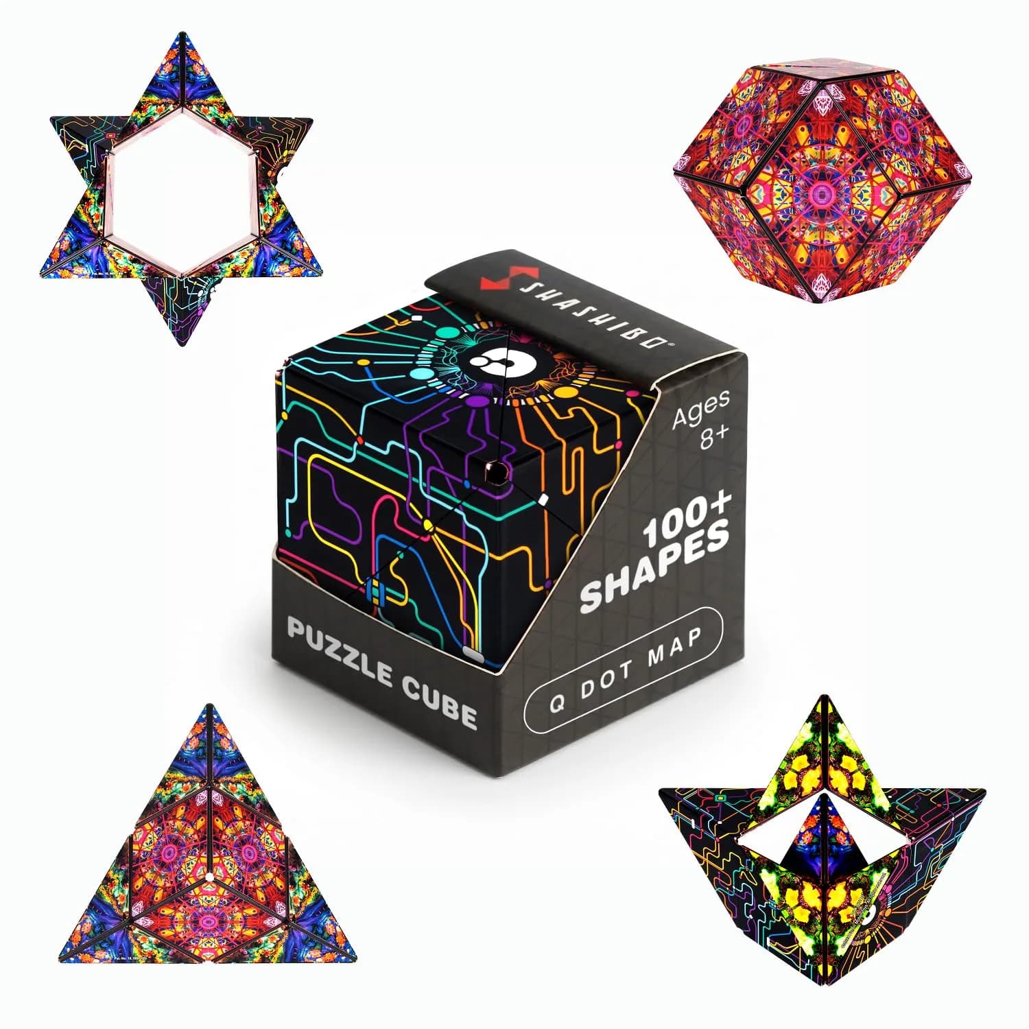 Shashibo DODECA Magnetic Puzzle Cube, Qdot Map, 6.4 cm (2.5 inches) | 100+ Shapes for Focus & Stress Relief