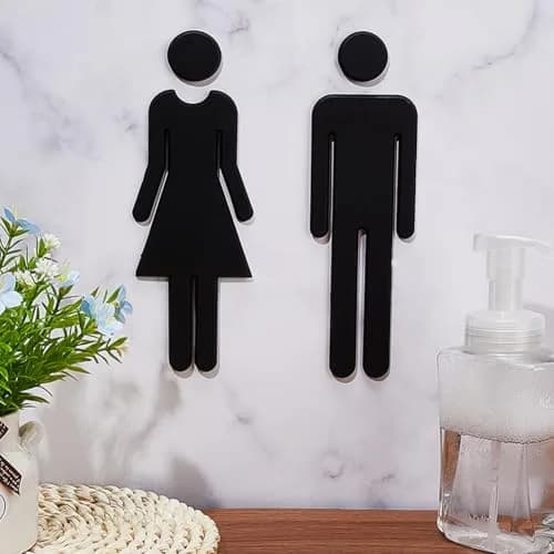 GORGECRAFT Black 2pcs Signage | Self-Adhesive Restroom Identification Signs for Hotels, Offices, and Public Spaces thumbnail 4