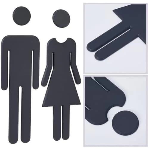 GORGECRAFT Black 2pcs Signage | Self-Adhesive Restroom Identification Signs for Hotels, Offices, and Public Spaces thumbnail 6