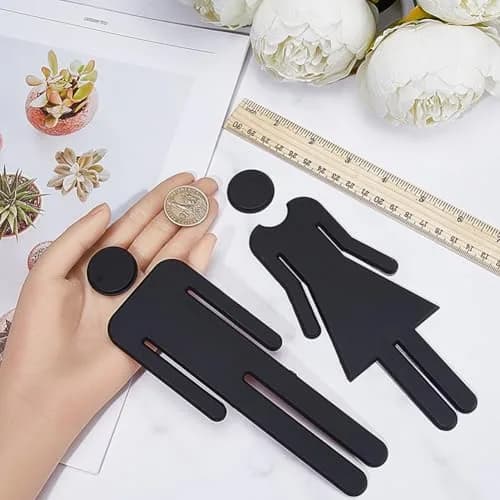 GORGECRAFT Black 2pcs Signage | Self-Adhesive Restroom Identification Signs for Hotels, Offices, and Public Spaces thumbnail 3