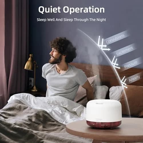 ASAKUKI Essential Oil Diffuser for Home, 500ML Aromatherapy Humidifier with Remote Control & 7 Color LED Lights | 168.9ml (5.74 Fl Oz) Coverage thumbnail 4
