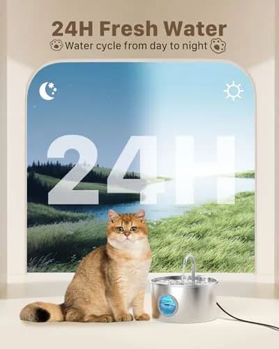 GIOTOHUN Cat Water Fountain Stainless Steel 2.2L | Quiet, Durable & Easy to Clean thumbnail 3